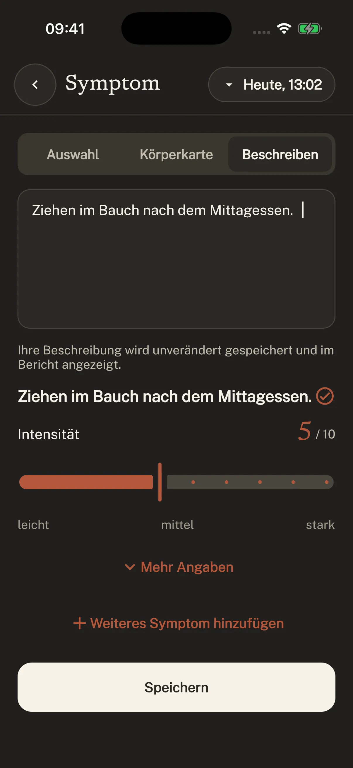 Original-Screenshot aus Symtag: Intensität festhalten.